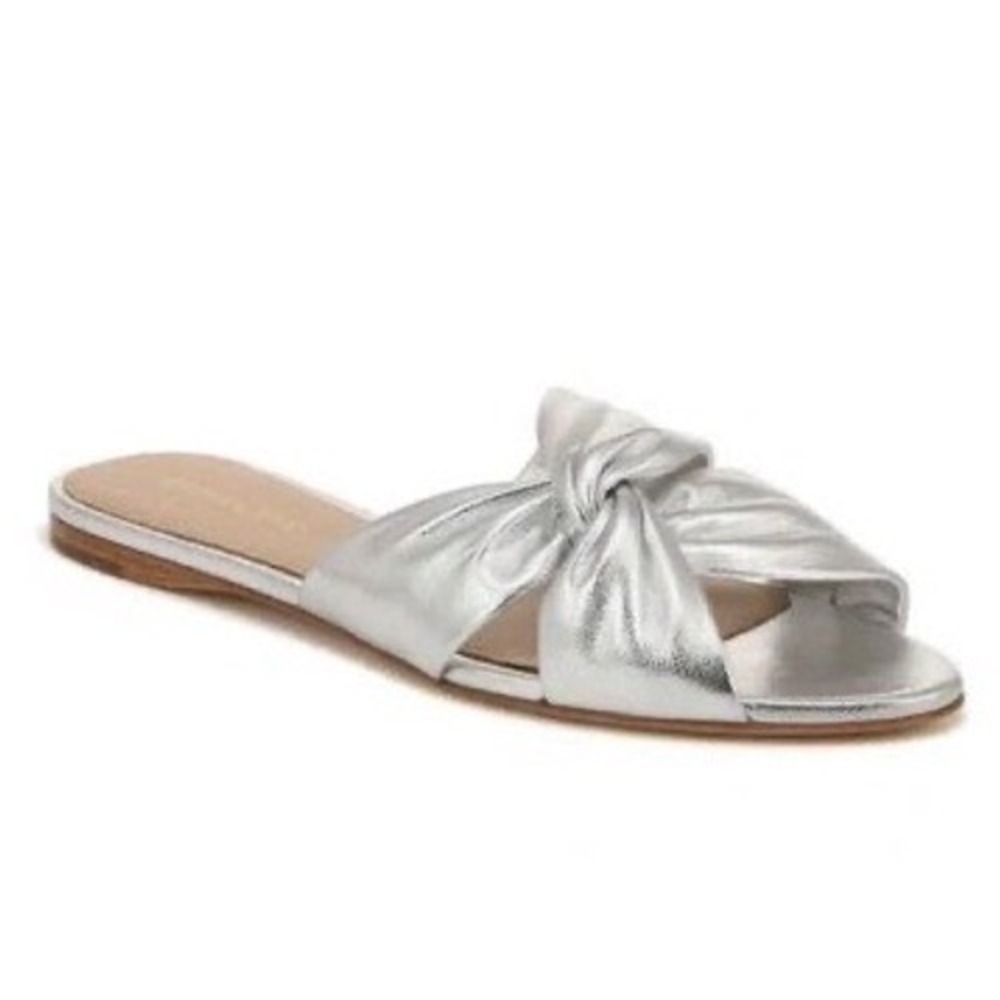 New VERONICA BEARD Seraphina Twisted Metallic Slide Sandals in Silver 6 - Picture 9 of 9